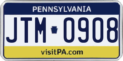 PA license plate JTM0908