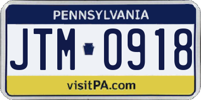 PA license plate JTM0918