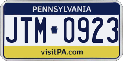 PA license plate JTM0923