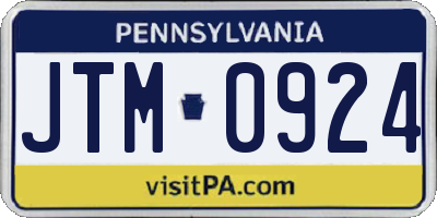PA license plate JTM0924