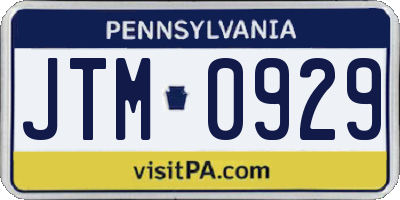 PA license plate JTM0929