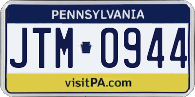 PA license plate JTM0944