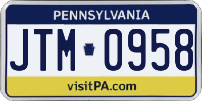 PA license plate JTM0958