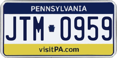 PA license plate JTM0959