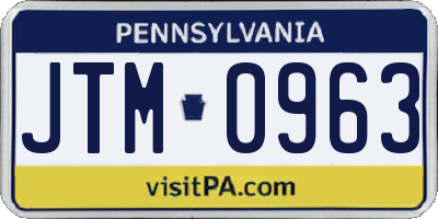 PA license plate JTM0963