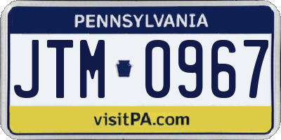 PA license plate JTM0967