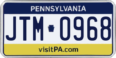 PA license plate JTM0968