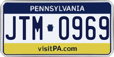 PA license plate JTM0969