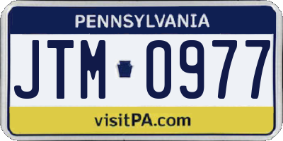 PA license plate JTM0977