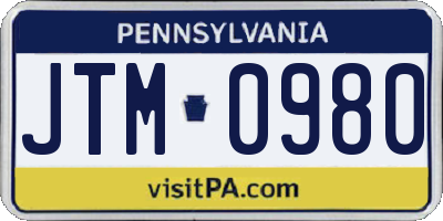 PA license plate JTM0980