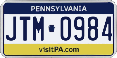 PA license plate JTM0984