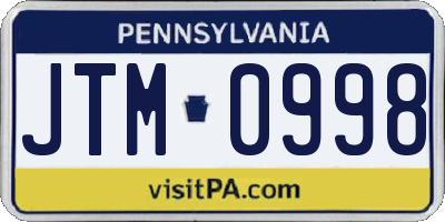 PA license plate JTM0998
