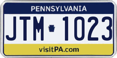 PA license plate JTM1023