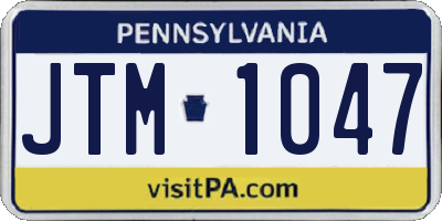 PA license plate JTM1047