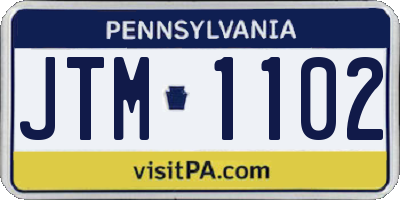 PA license plate JTM1102