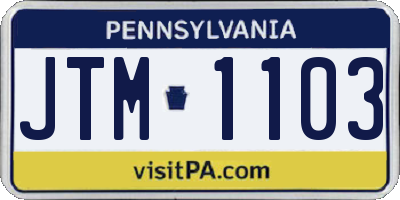 PA license plate JTM1103