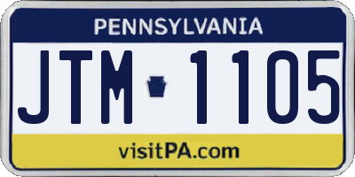 PA license plate JTM1105