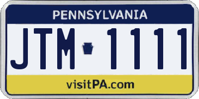 PA license plate JTM1111