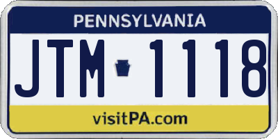 PA license plate JTM1118