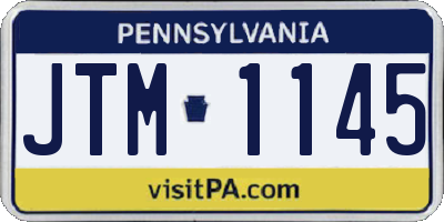 PA license plate JTM1145
