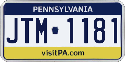 PA license plate JTM1181