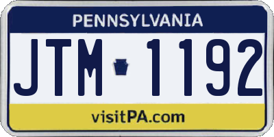 PA license plate JTM1192