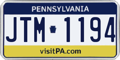 PA license plate JTM1194