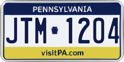 PA license plate JTM1204