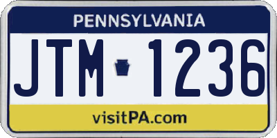 PA license plate JTM1236