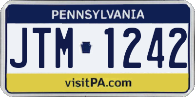 PA license plate JTM1242