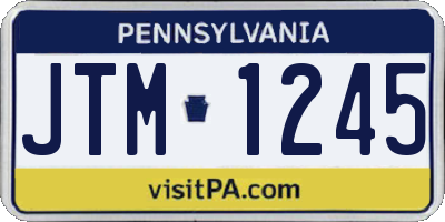 PA license plate JTM1245