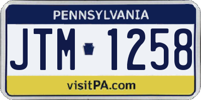 PA license plate JTM1258
