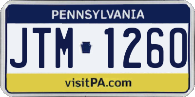 PA license plate JTM1260