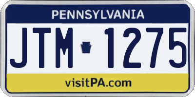 PA license plate JTM1275