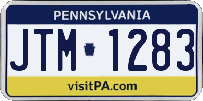 PA license plate JTM1283