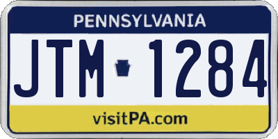 PA license plate JTM1284