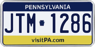 PA license plate JTM1286