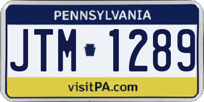 PA license plate JTM1289