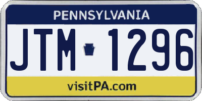 PA license plate JTM1296