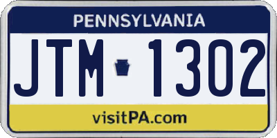 PA license plate JTM1302