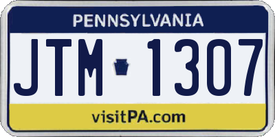PA license plate JTM1307