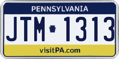 PA license plate JTM1313