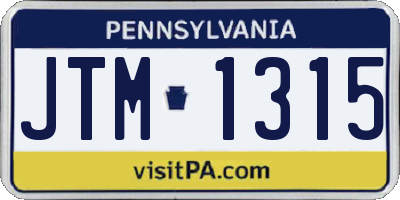 PA license plate JTM1315