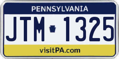 PA license plate JTM1325