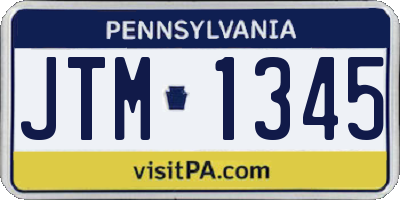 PA license plate JTM1345
