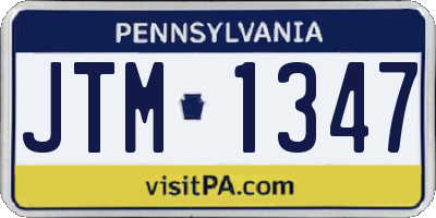 PA license plate JTM1347
