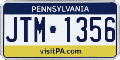 PA license plate JTM1356