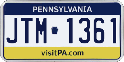 PA license plate JTM1361