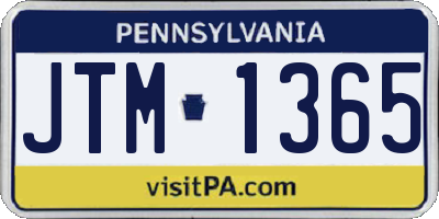 PA license plate JTM1365