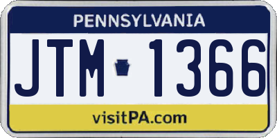 PA license plate JTM1366